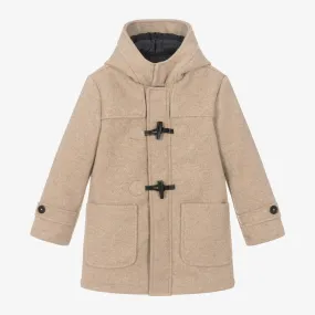 Boys Beige Felted Duffle Coat