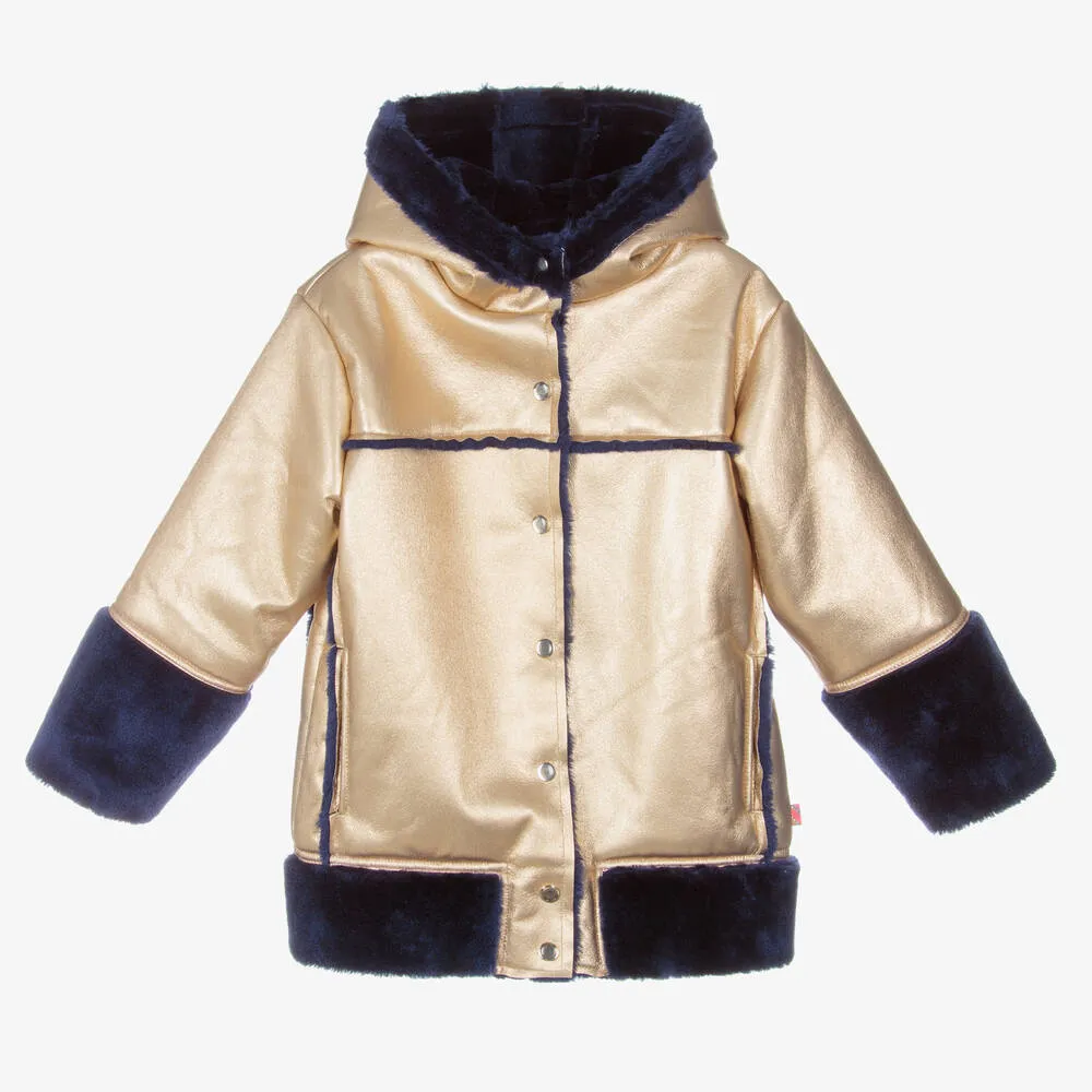 Girls Gold Faux Leather Coat