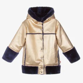 Girls Gold Faux Leather Coat