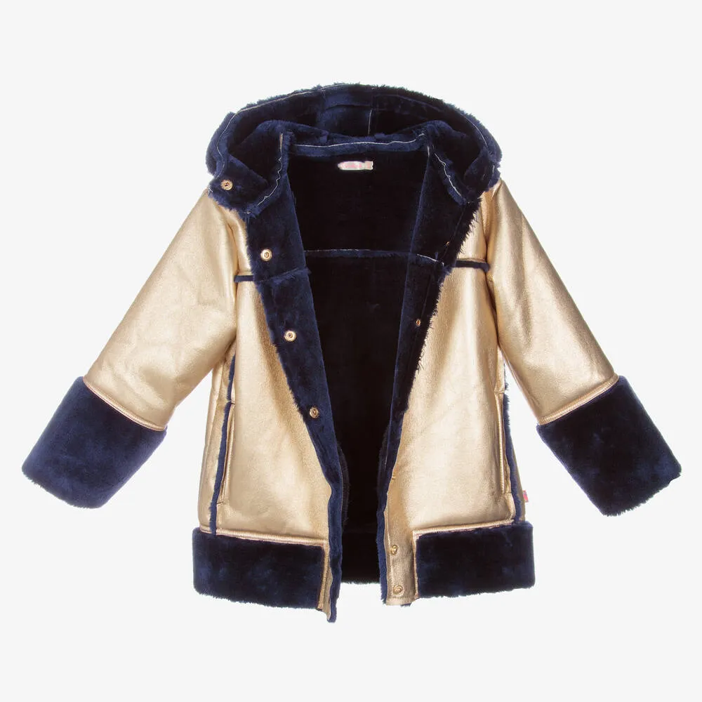 Girls Gold Faux Leather Coat