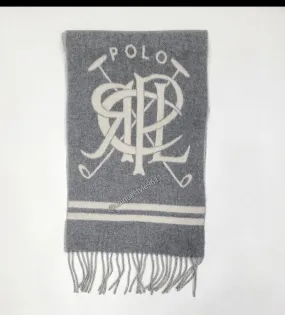 Nwt Polo Ralph Lauren Grey Scribble Scarf