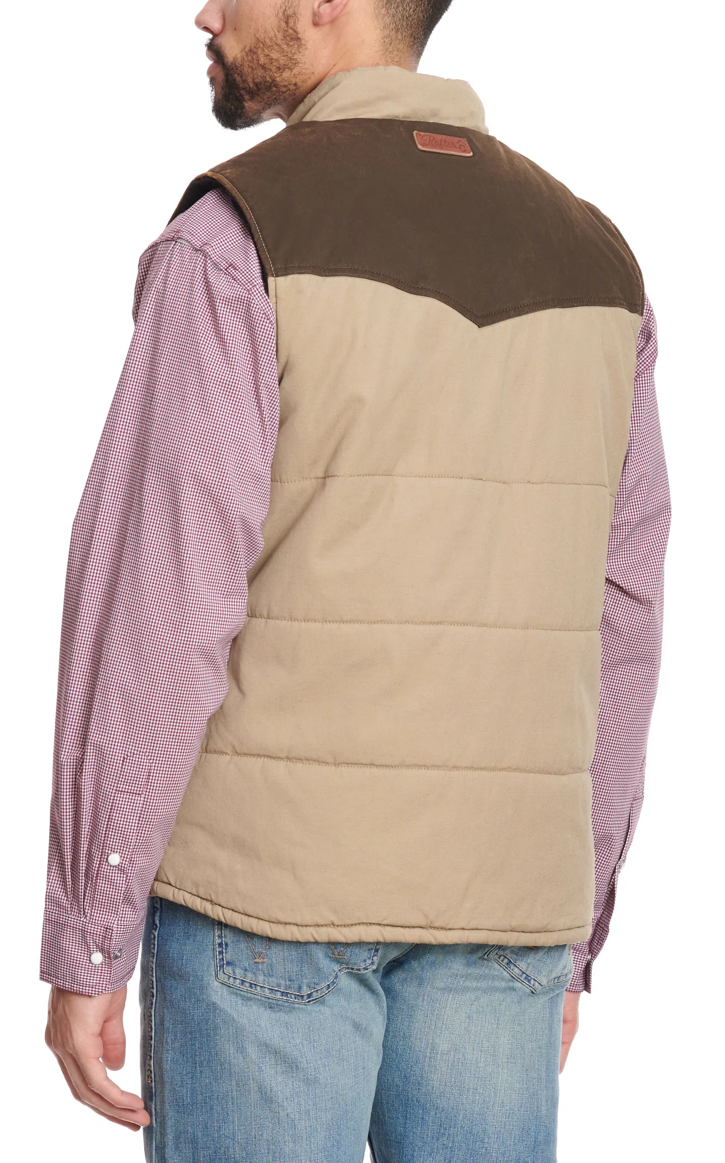 Rafter C Men's Sand & Brown Insulated Canvas Western Vest