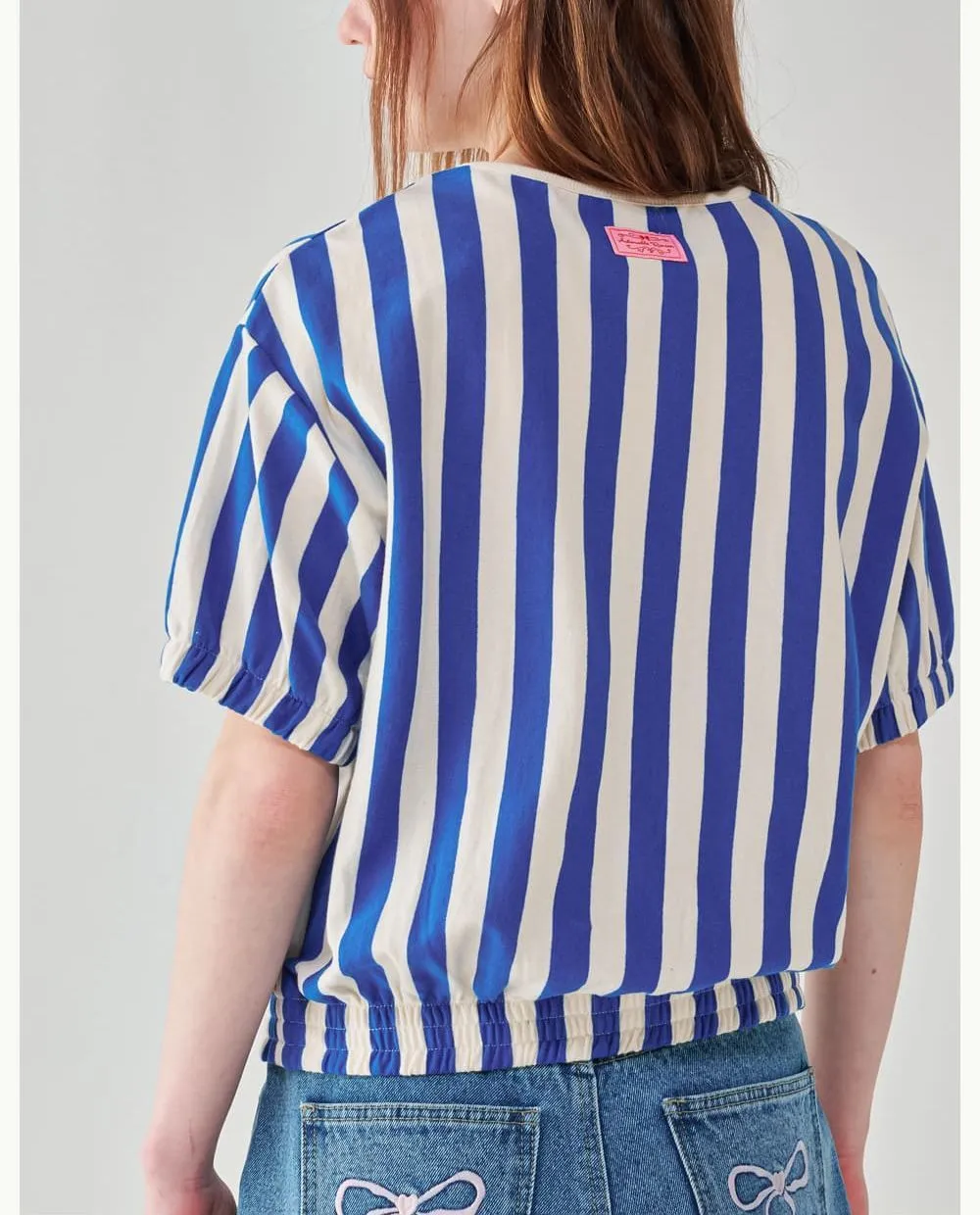 RONRON  |Stripes Heart Street Style Short Sleeves Logo Cardigans