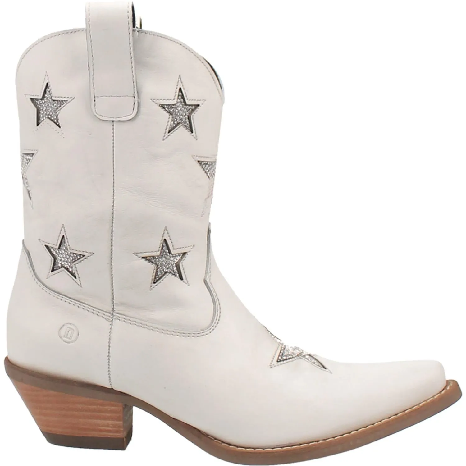 Star Struck Star Bling White Leather Booties (DS)