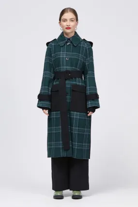 Zimno Trench Green/Black Check + Black