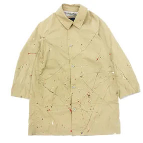 極美品◆ビズビム グレースモンキーコート ペイント加工 メンズ ベージュ サイズ1 VISVIM GREASE MONKEY COAT【AFB31】